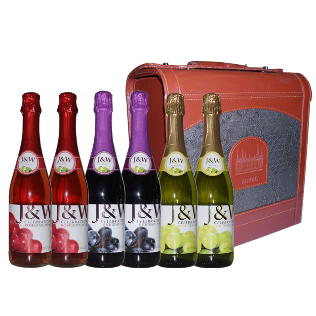 皮箱6瓶装定制 LH0606 + 2支艾加桃红葡萄酒 + 2支艾加红葡萄 + 2支艾加青葡萄  无酒精
